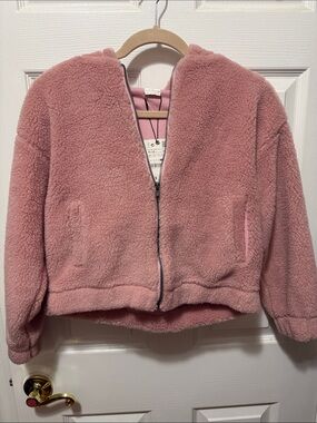 Zara Kids Plush Zip-Front Jacket - Dusty Rose